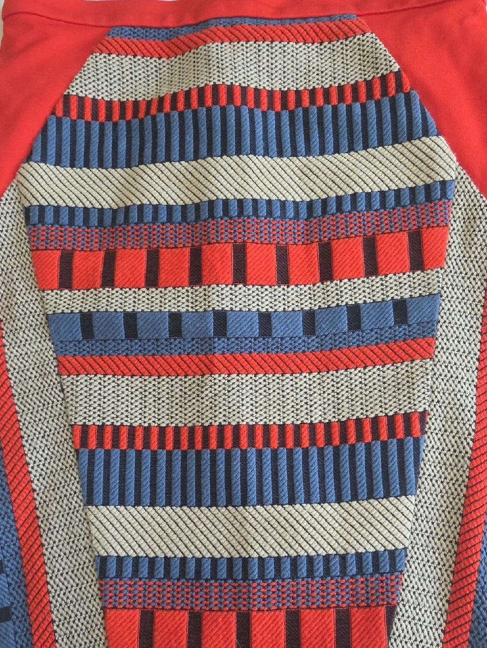 Eva Franco Anthropologie Geometric Print Pencil Skirt Orange Blue Cream Size 10 - Picture 4 of 9
